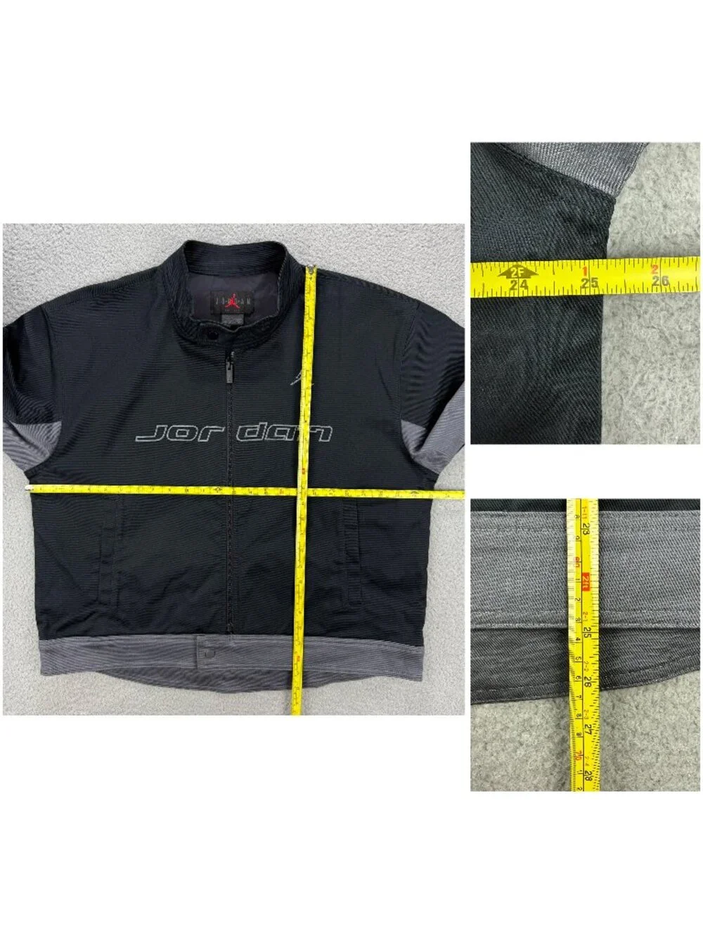 Air Jordan Jacket Men Large Black Grey Brooklyn Motorsport Biker Moto Motorcycle